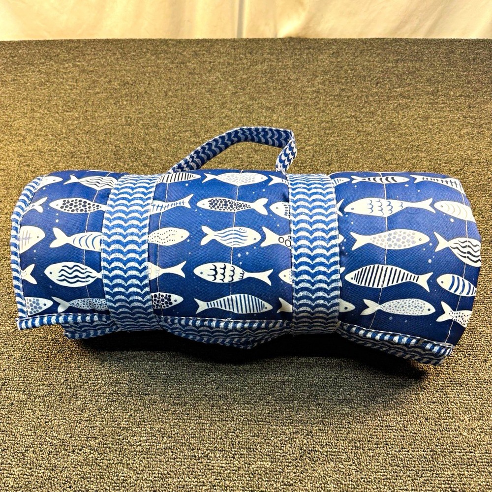 Oeko-Tex Blue/White Fish Nautical Beach Blanket  60 x 70 in - NEW